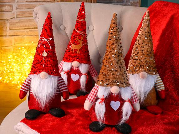 Papá Noel en tela suave con gorro de lentejuelas