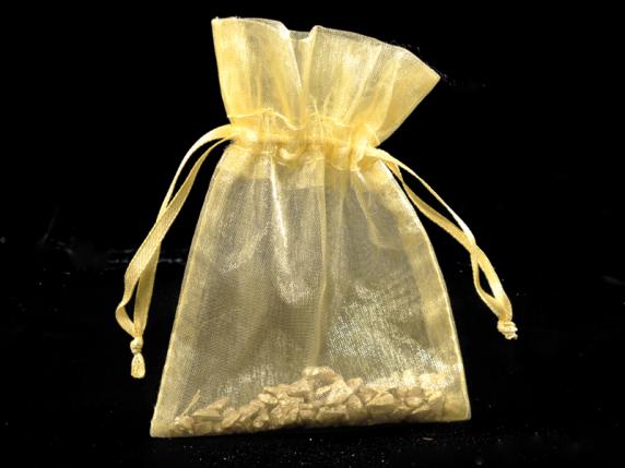 Bag in gold organza 8x11 cm with tie