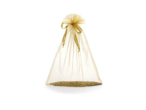 Bag in gold organza 30x40 cm with tie