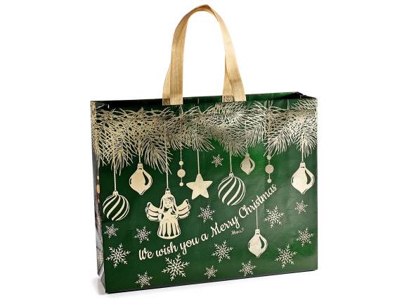 Non-woven fabric bag with Angel decorations, shiny gold-li