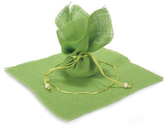 Green jute sachet with string