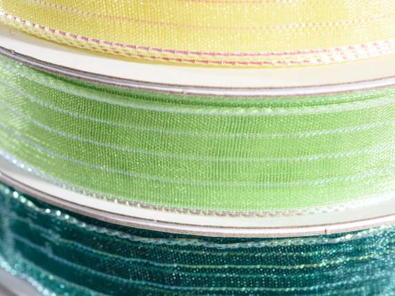 15mm green ribbon with lamé threads