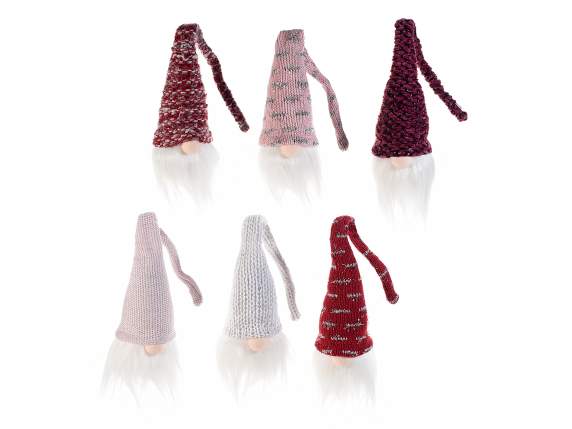 Babbo Natale con barba lunga, cappello in lana e luce