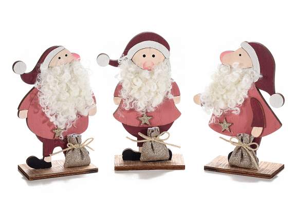 Memoclip a Babbo Natale legno con morbida barba e stellina