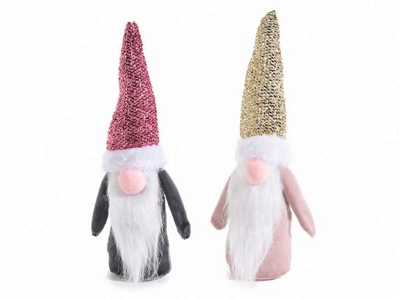 Babbo Natale in stoffa con cappello lamé da appoggiare