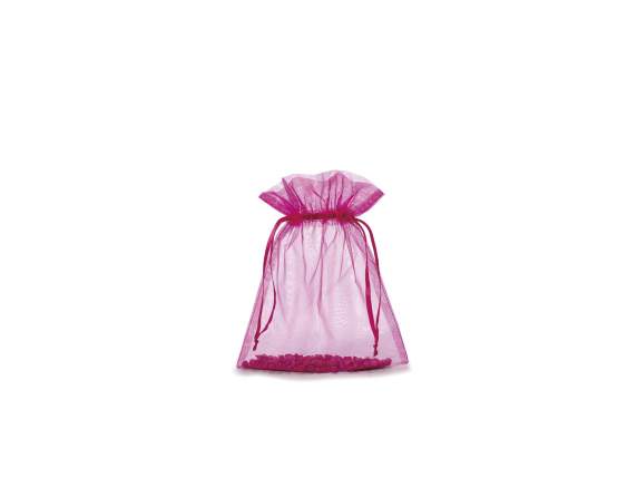 Sacchetto in organza fucsia cm 17x22 con tirante