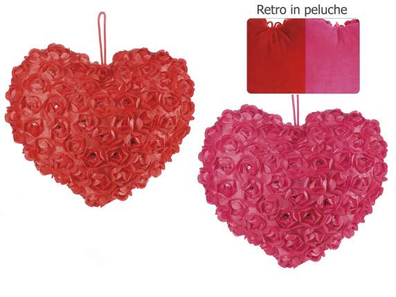 Cuscino cuore c-rose in stoffa e retro peluche da appendere