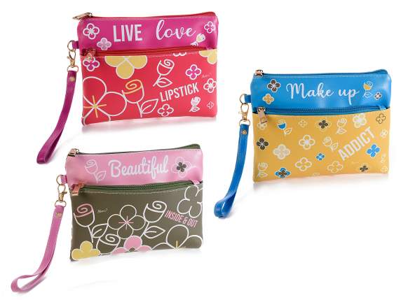 Pochette similpelle doppia tasca e zip Romantique