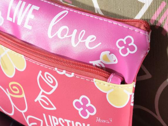 Pochette similpelle doppia tasca e zip Romantique