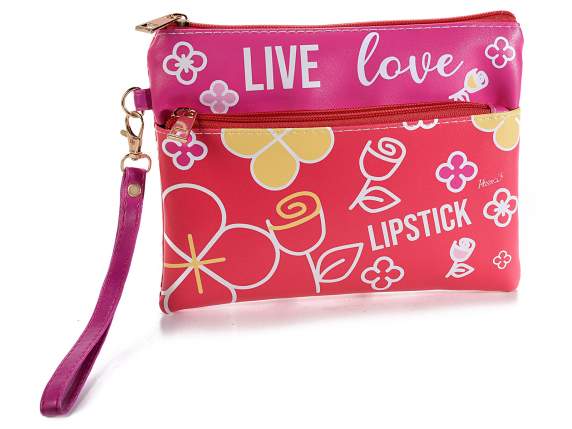 Pochette rossa similpelle doppia tasca e zip Romantique