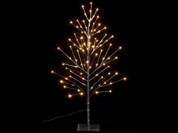 Albero Mt 1,20 H marrone innevato c-96 luci LED bianco caldo