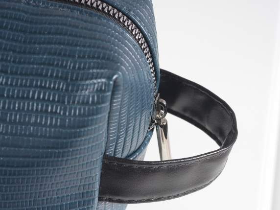 Astuccio beauty in similpelle con cinturino e chiusura a zip