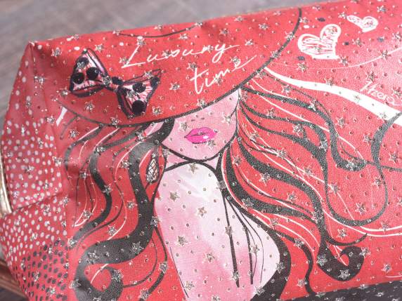 Astuccio beauty in similpelle con design Trucchi