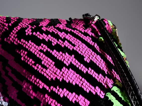 Pochette animalier a paillettes reversibili