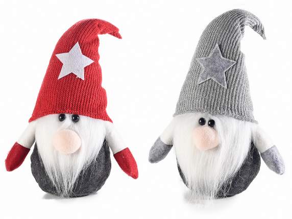 Babbo Natale stoffa c-barba eco-fur e cappello con stella