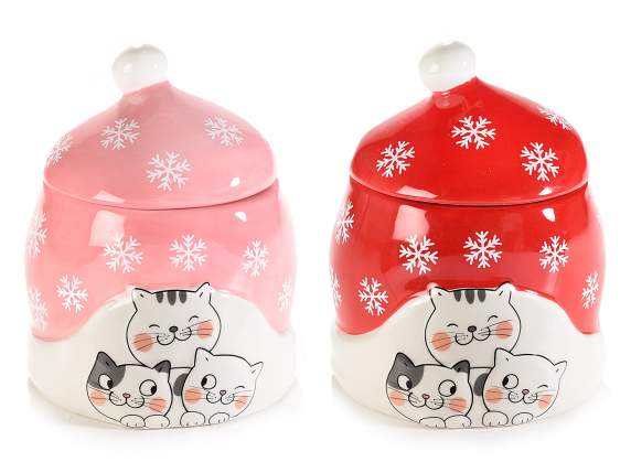 Barattolo in ceramica colorata  Meowy Christmas