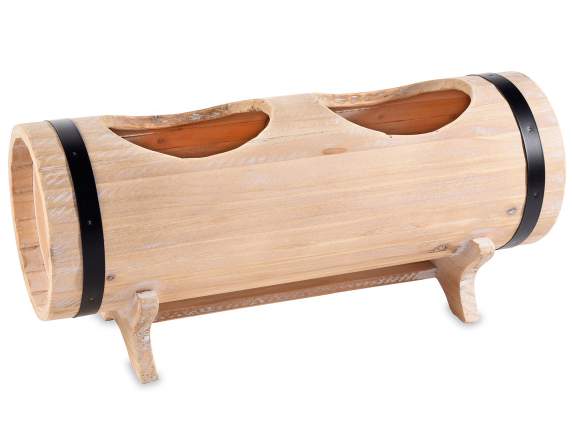 Barilotto portavaso in legno con doppio spazio ovale