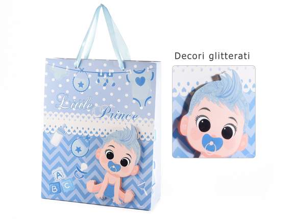 Sacchetto-busta media in carta decorazione 3D New Born