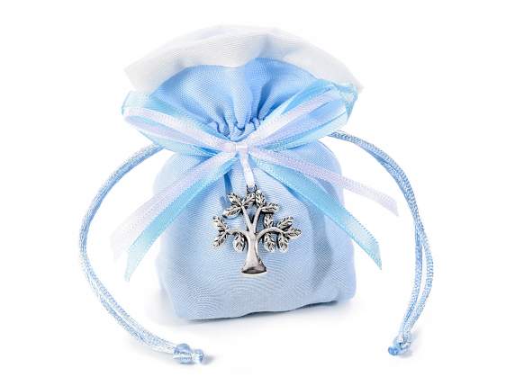 Sacchetto in stoffa con decoro Albero della Vita e fiocco