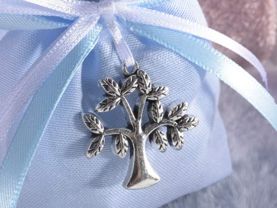 Sacchetto in stoffa con decoro Albero della Vita e fiocco