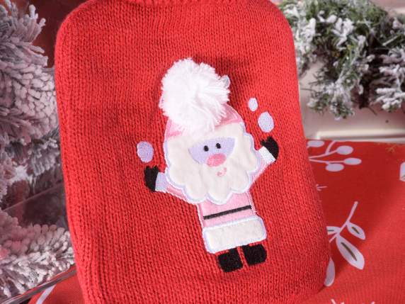 Borsa acqua calda c-rivestimento a maglia e decori natalizi