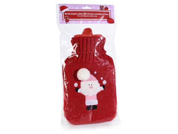 Borsa acqua calda natalizia 700 ml, rivestimento a maglia