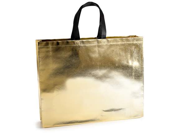 Borsa maxi in tessuto non tessuto metallizzato oro