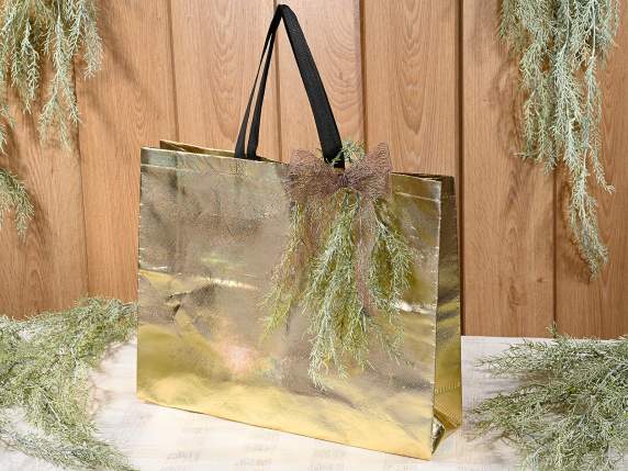 Borsa grande in tessuto non tessuto metallizzato oro 17L