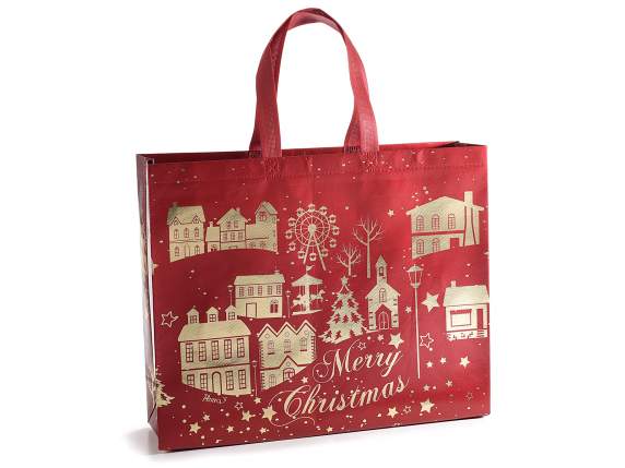 Borsa in TNT c-decori simil-oro lucido Christmas Park