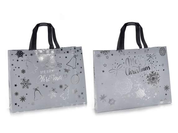 Borsa natalizia in tessuto non tessuto 11L decori argento