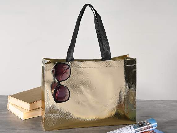 Borsa media in tessuto non tessuto metallizzato oro 8L