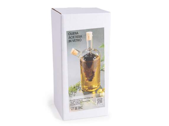 Bottiglia in vetro olio e aceto con tappi in sughero