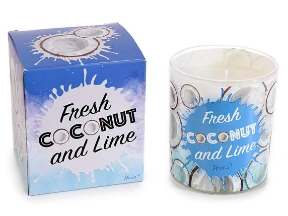 Candela profumata in vasetto di vetro Fresh Coconut - Lime