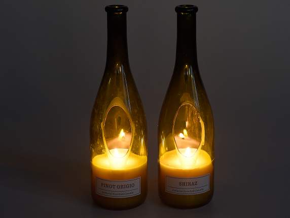 Candela profumata al vino in bottiglia vetro in conf. regalo