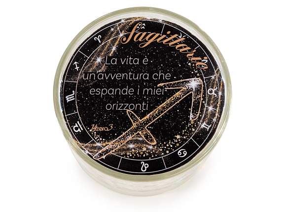 Candela gel profumata con glitter in vasetto vetro oroscopo