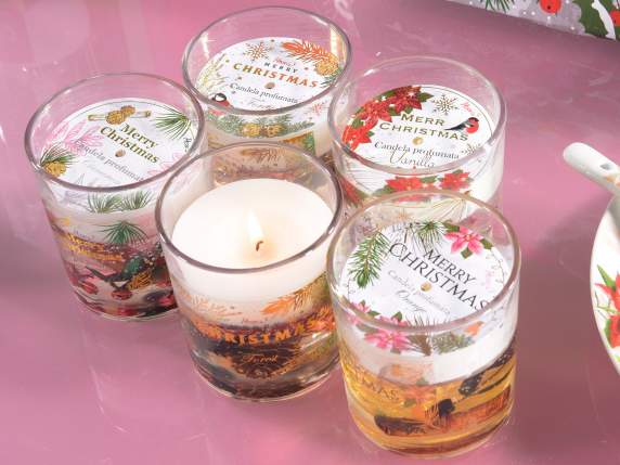 Candela profumata in vasetto di vetro c-gel e decorazioni