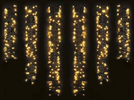 Cascata luci 6 fili 480 LED bianco caldo con trasformatore