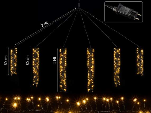 Cascata di luci a 6 fili 480LED bianco caldo c-trasformatore