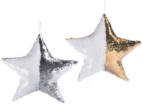 Cuscino a stella c-paillettes reversibili da appendere