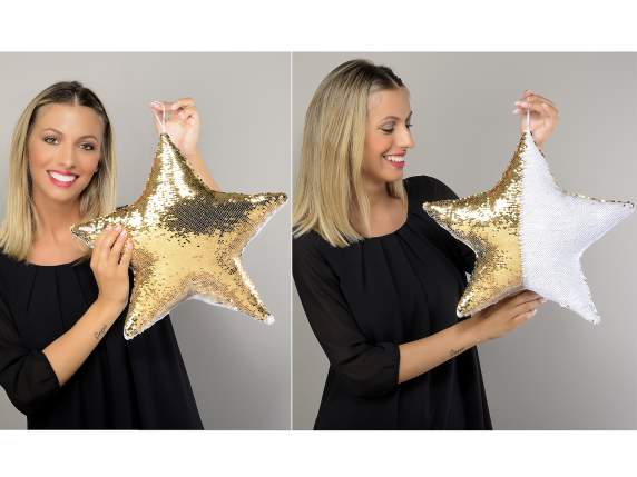 Cuscino a stella c-paillettes reversibili da appendere