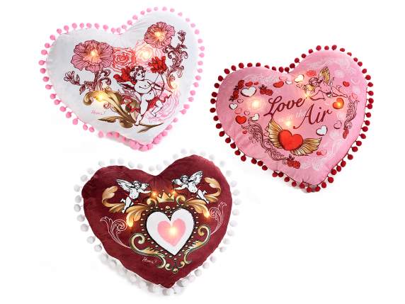 Cuscino imbottito sfoderabile con luci led Cupido Barocco