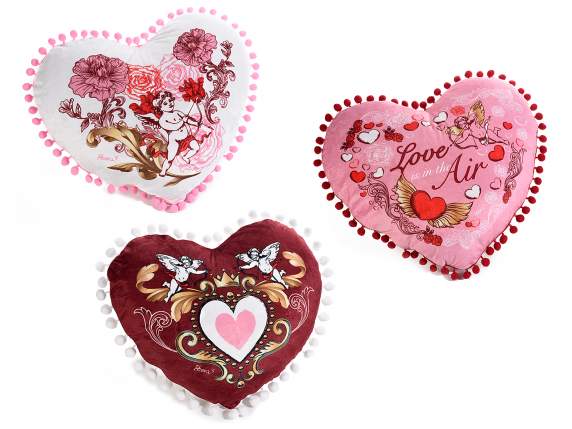 Cuscino imbottito sfoderabile con luci led Cupido Barocco