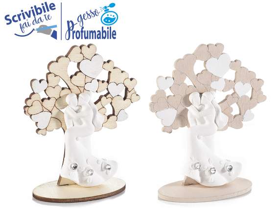 Albero della vita in legno con sposi in gesso e strass