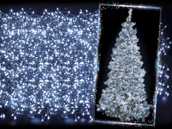 Filo luci 50 Mt, 2500 LED bianco freddo e cavo verde