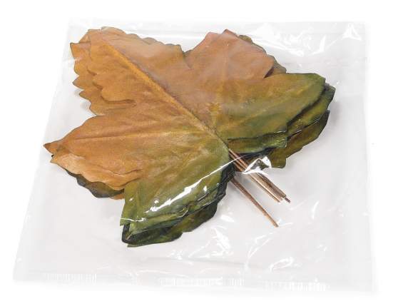 Conf. 12 foglie in carta plastificata con gambo modellabile