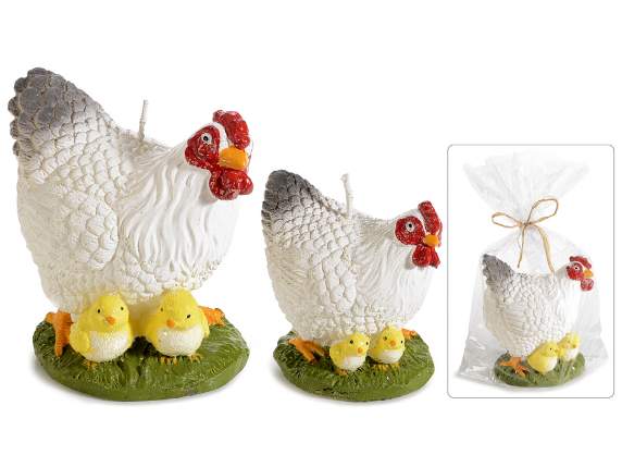 Set 2 candele a gallina con pulcini in confezione singola