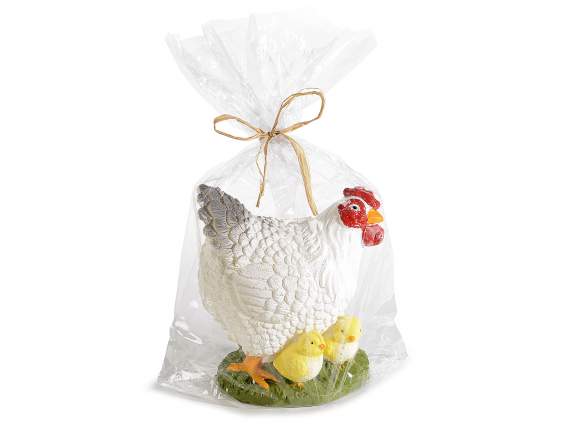 Set 2 candele a gallina con pulcini in confezione singola