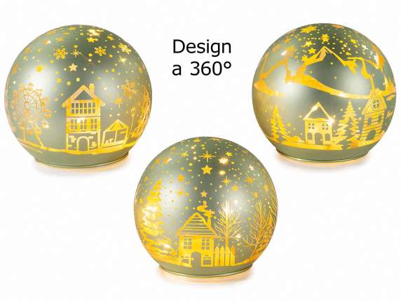 Lampada natalizia a sfera in vetro decorato con luci LED