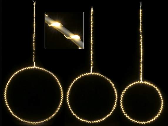 Set 3 cerchi luminosi con luci led bianco caldo da appendere
