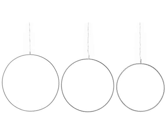 Set 3 cerchi luminosi con luci led bianco caldo da appendere